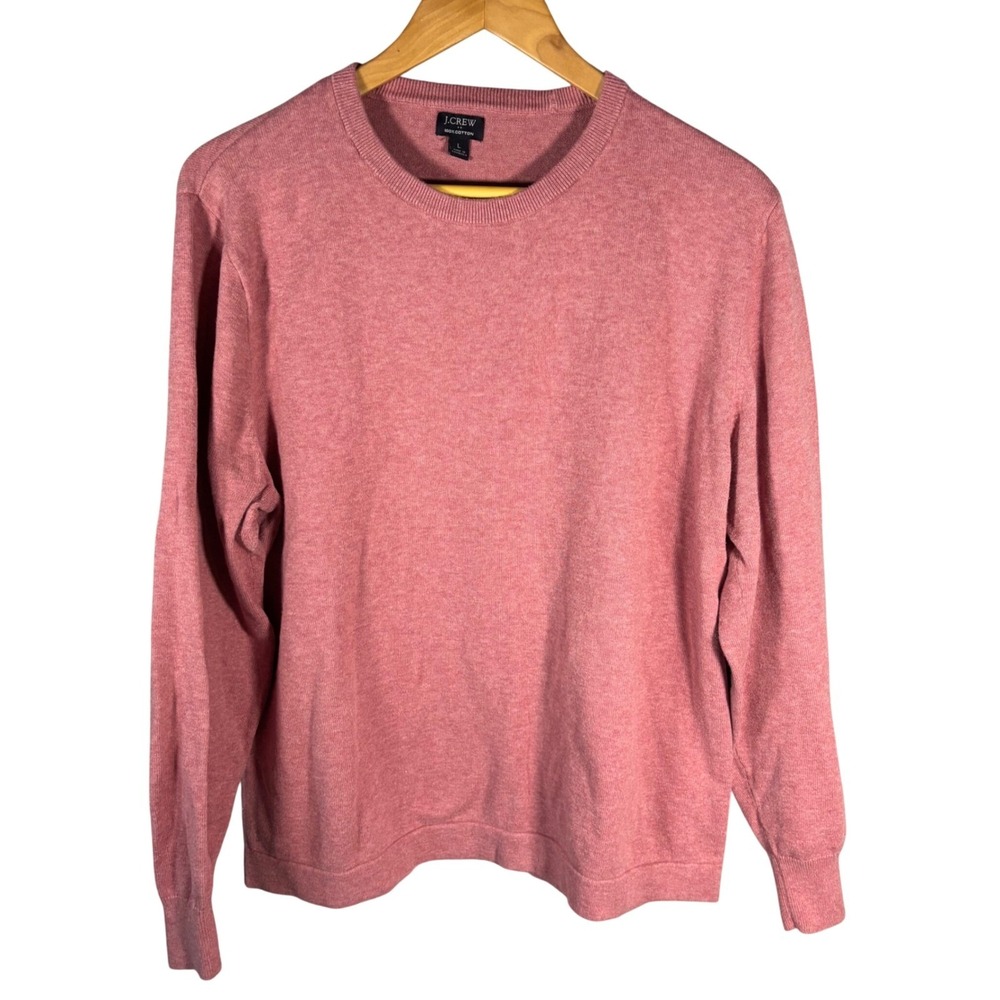 J‎ Crew Crewneck Cotton Sweater Coral Pink Heathered Long Sleeve Mens L